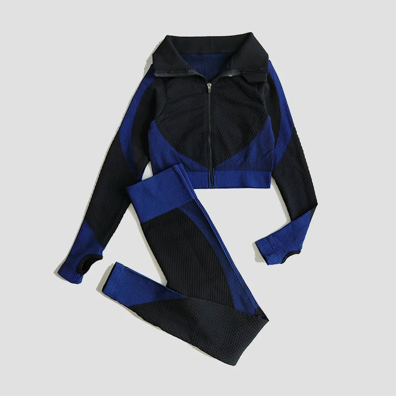 Seamless Yoga Sets Women Fitness Gym Clothing Long Sleeve Shirts High Waist Running Leggings Workout Pants Sports Suits