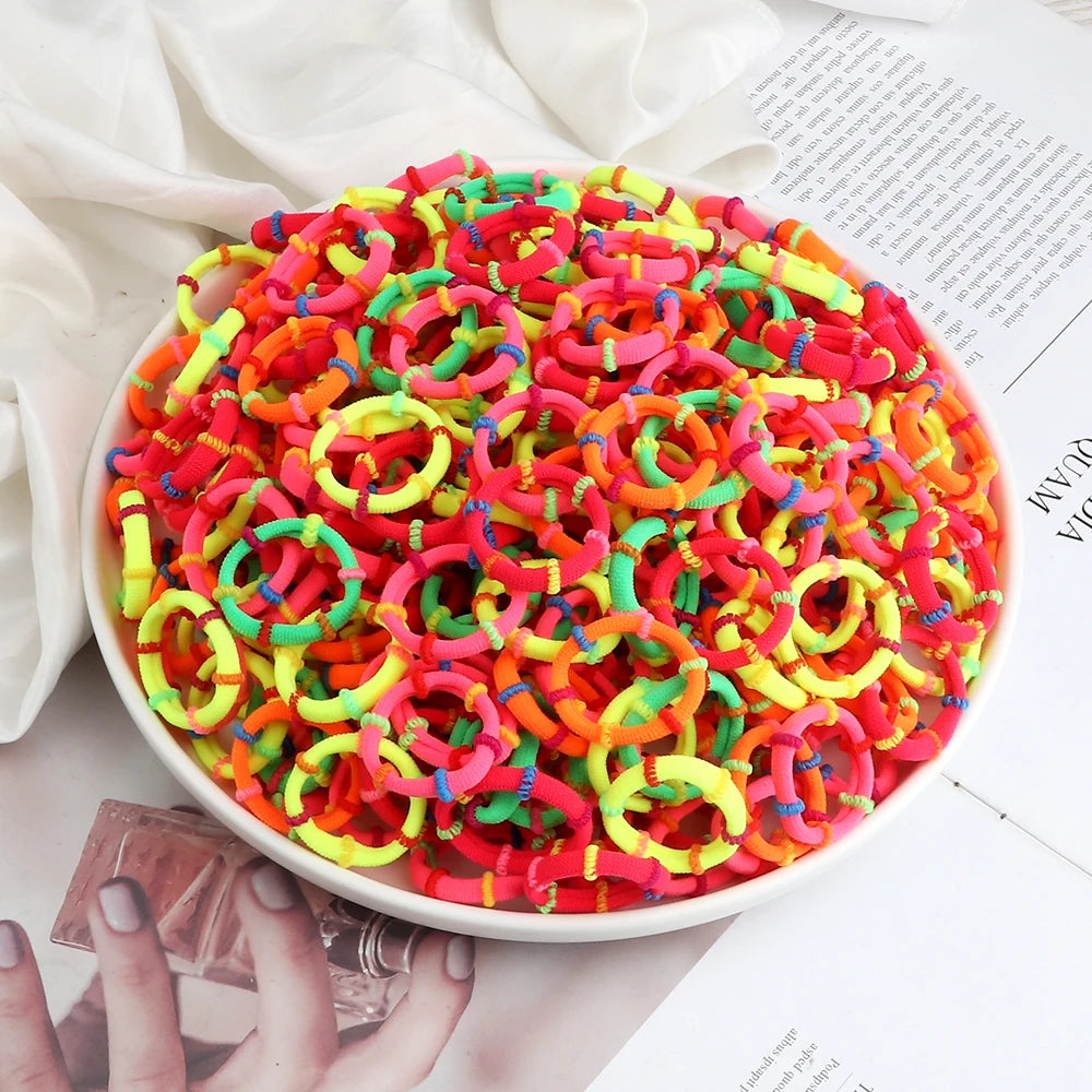 50/100Pcs/Lot Children Hair Bands Accessories Girl Candy Color Hair Ties Colorful Simple Rubber Band Ponytail Elastic Scrunchies