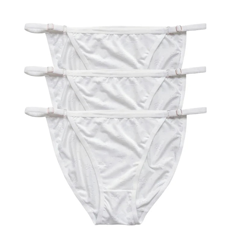 3Pcs/Set Ice Silk Panties Women Low Rise Briefs Breathable Brazilian Panty Solid Color Underwear Female Underpants Sexy Lingerie