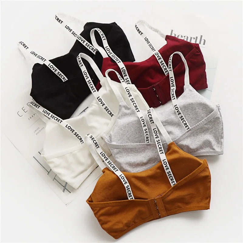 Cotton Bras For Women Non wire Bra Tube Top Seamless Underwear Letter Strap Soft Bra Removable Pads Sexy Lingerie