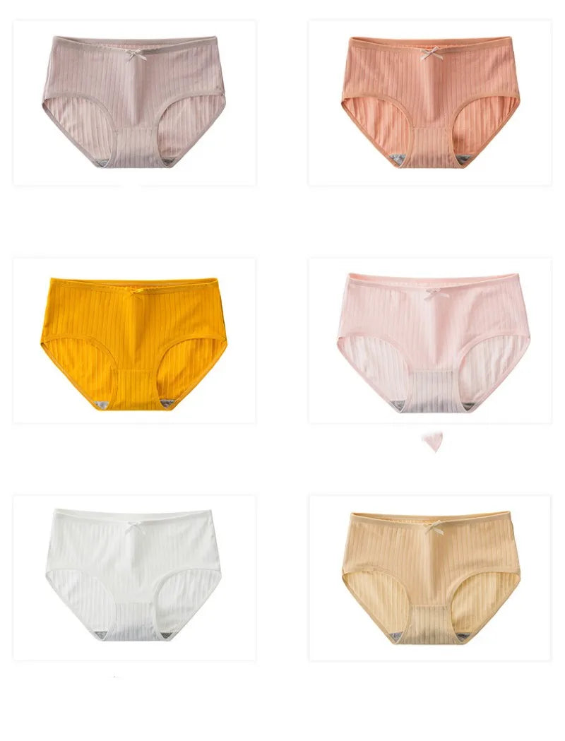 4Pcs/Set Women's Cotton Panties Low Waist Briefs Comfortable Breathable Underwear Sexy Lingerie Underpants Intimates