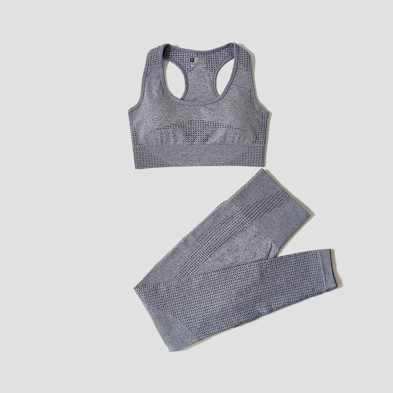 2/3/5PCS Seamless Women Yoga Set Workout Sportswear Gym Clothing Fitness Long Sleeve Crop Top High Waist Leggings Sports Suits