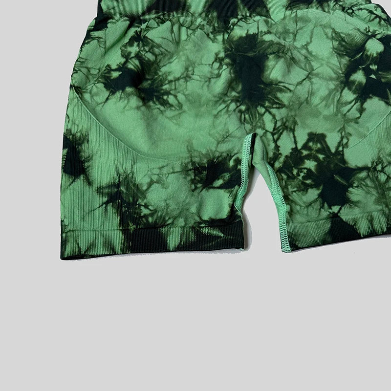 Yoga Shorts For Women Sports Tie Dye Seamless Cycling Running Shorts High Waisted Sports Workout Gym Fitness Shorts