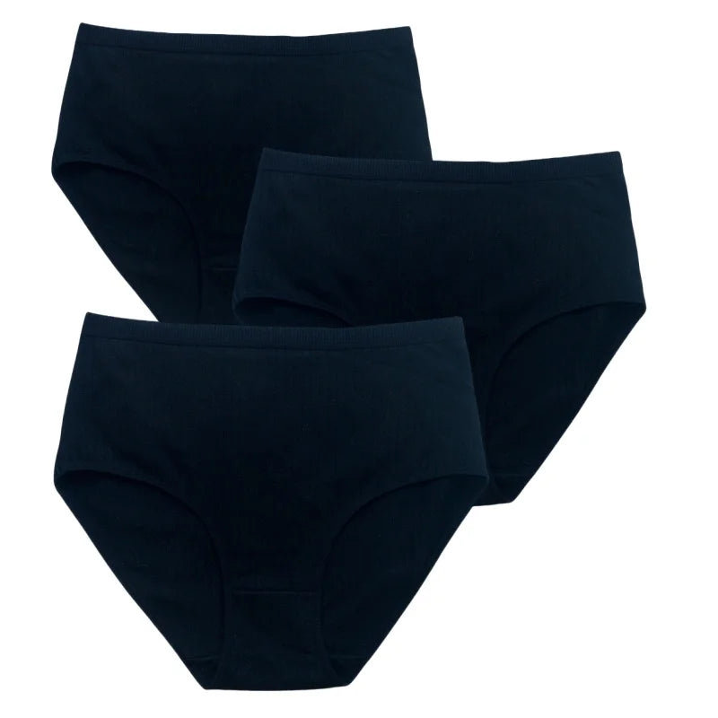 3Pcs/Set Women High Waist Panties Cotton Briefs Underwear Solid Color Female Sexy Lingerie M-XXL Breathable Comfort Underpants
