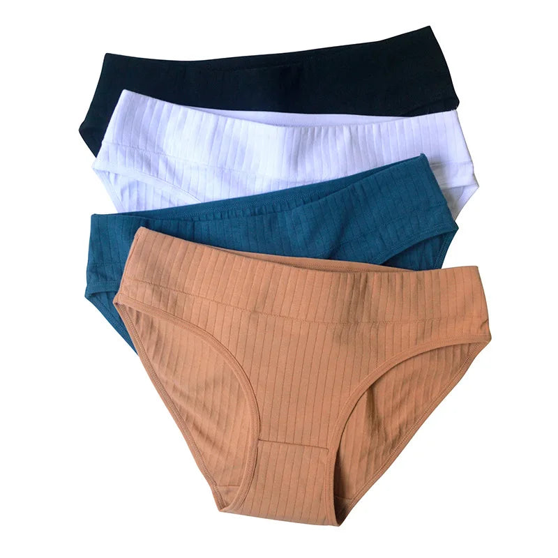 3Pcs/Set Cotton Panties Women Low Waist Briefs Solid Color Underwear Comfort Breathable Panty Sexy Lingerie M-XL Intimates