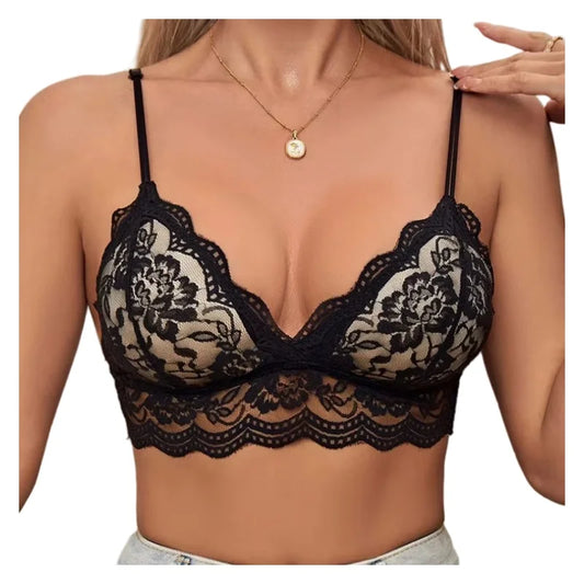 Lace Transparent Bra Women Non-wire Bralette Small Cup Push Up Bras Sexy Backless Lingerie French Underwear Padded Brassiere