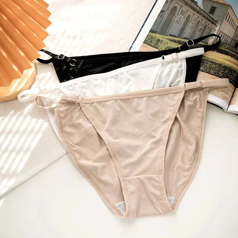 3Pcs/Set Ice Silk Panties Women Low Rise Briefs Breathable Brazilian Panty Solid Color Underwear Female Underpants Sexy Lingerie