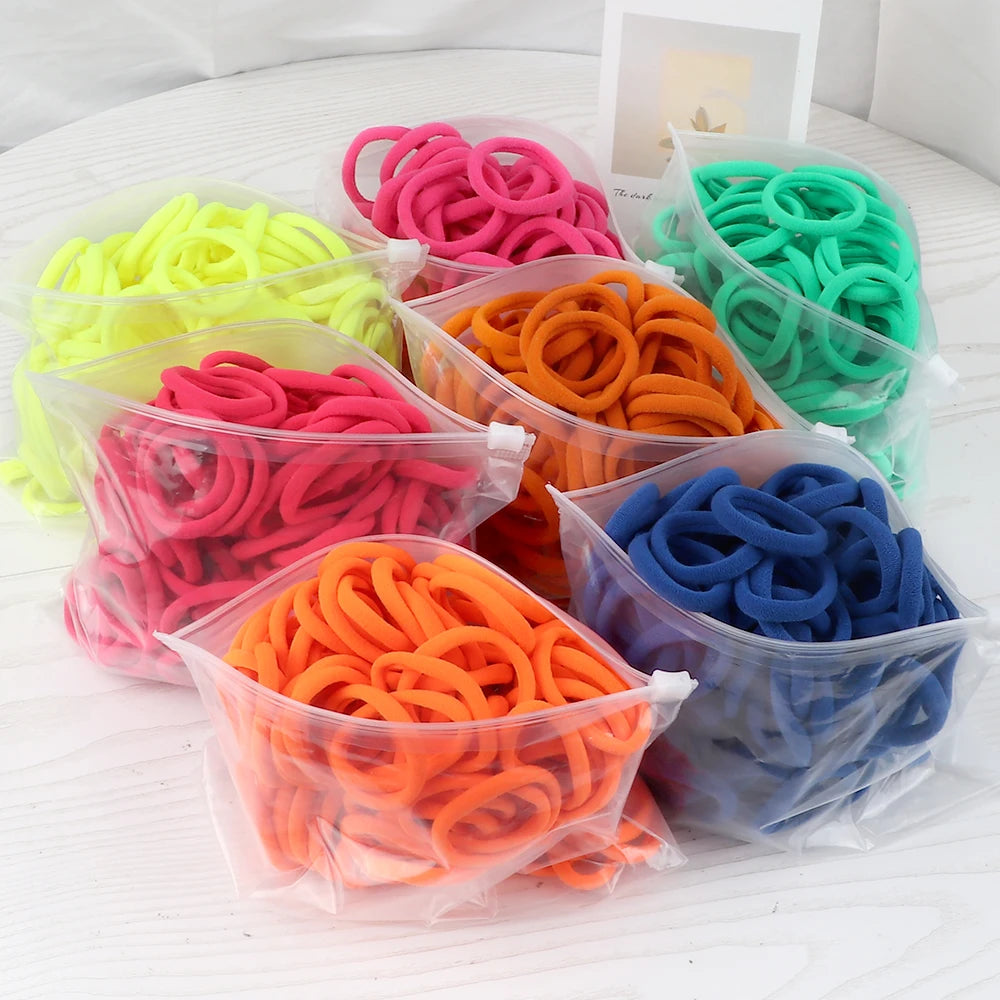 50Pcs Women Girl Mixed Colors Hair Bands 4cm Basic Hair Ties Elastic Headband Simple Hair Scrunchies Accessories Ponytail Holder