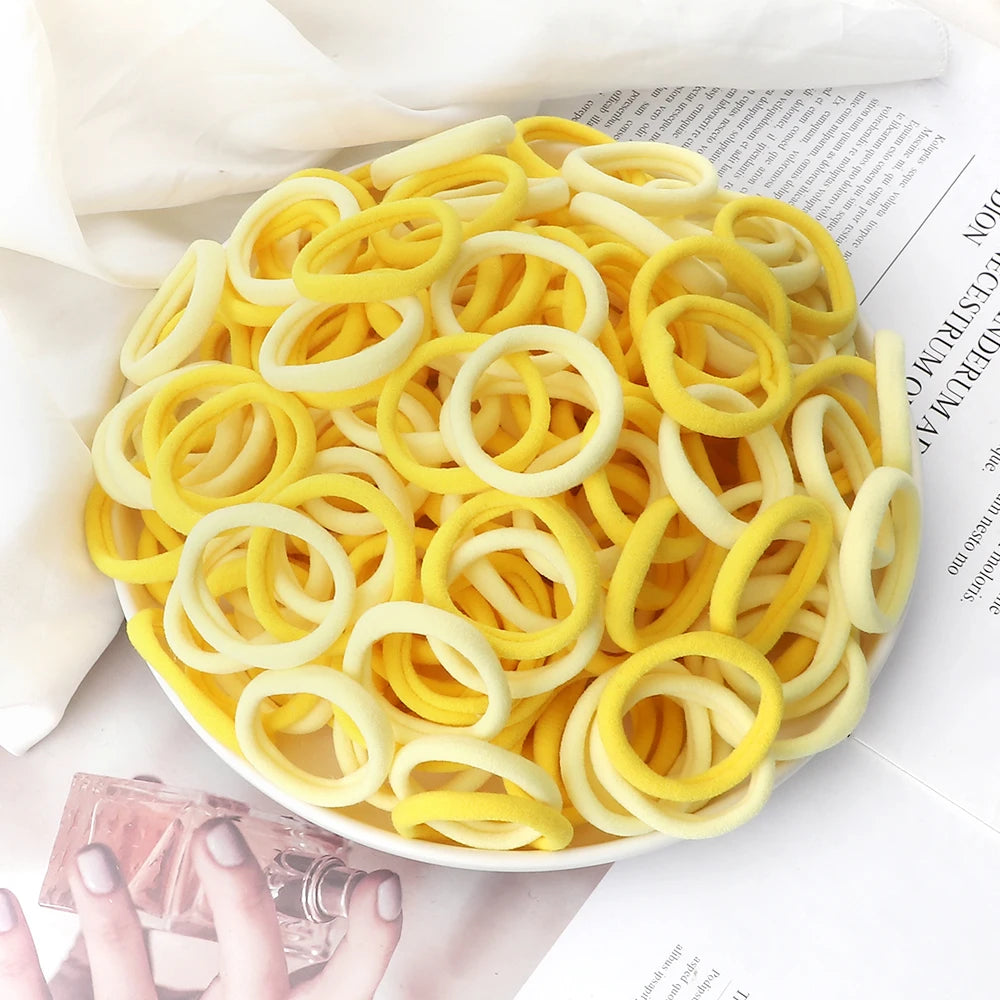 50Pcs Women Girl Mixed Colors Hair Bands 4cm Basic Hair Ties Elastic Headband Simple Hair Scrunchies Accessories Ponytail Holder