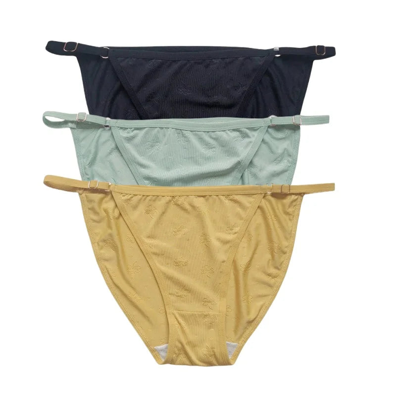 3Pcs/Set Ice Silk Panties Women Low Rise Briefs Breathable Brazilian Panty Solid Color Underwear Female Underpants Sexy Lingerie