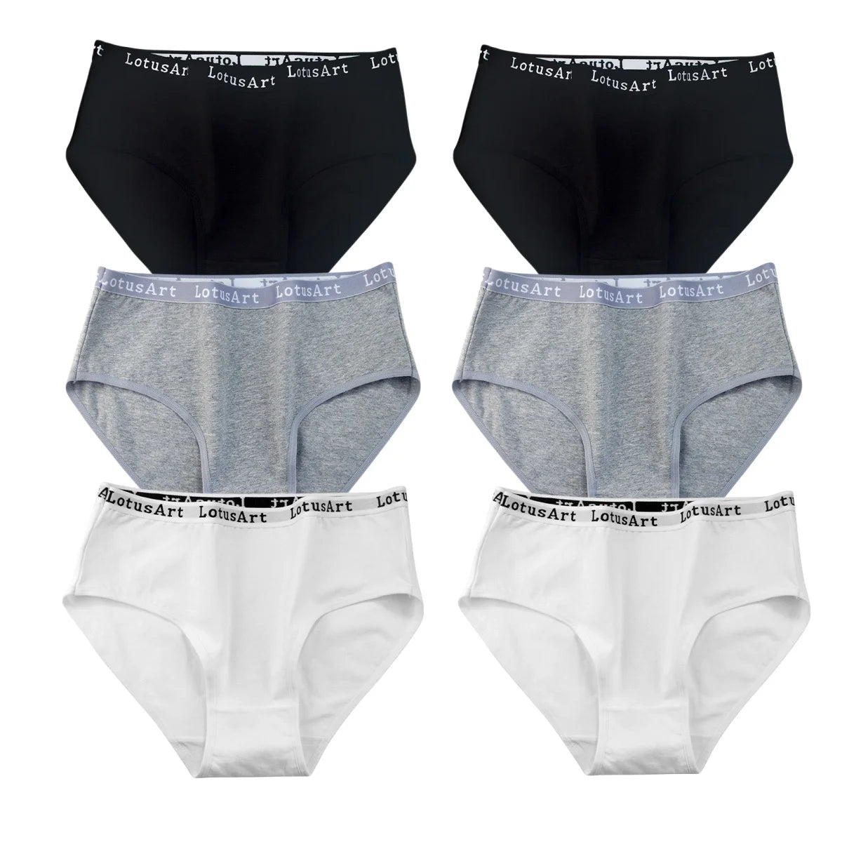 6PCS/Set Cotton Panties Women High Rise Briefs Seamless Underwear Female Underpants Solid Color Pantys M-2XL Comfort Intimates
