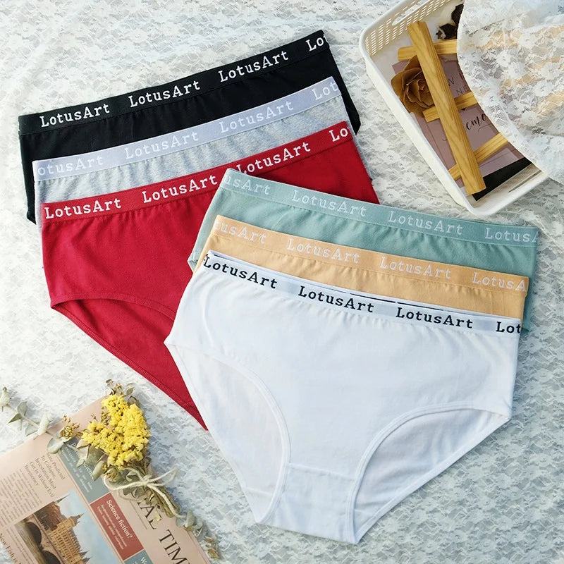 6PCS/Set Cotton Panties Women High Rise Briefs Seamless Underwear Female Underpants Solid Color Pantys M-2XL Comfort Intimates
