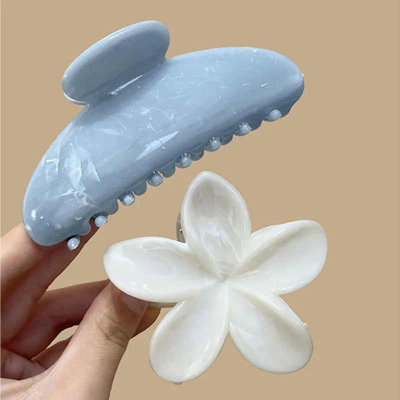 Korean Hawaiian Flower Crab Hair Clips Female Fashion Plastic Shark Hair Claw Hairpin Barrettes For Girls Beach Hair Accessories