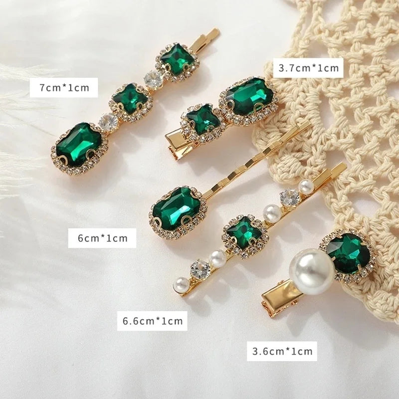 1 Set Women Hair Clips Headwear Jewelry Fashion Crystal Hair Accessories for Girls Luxury Pearl Barrettes Pins Christmas Gift