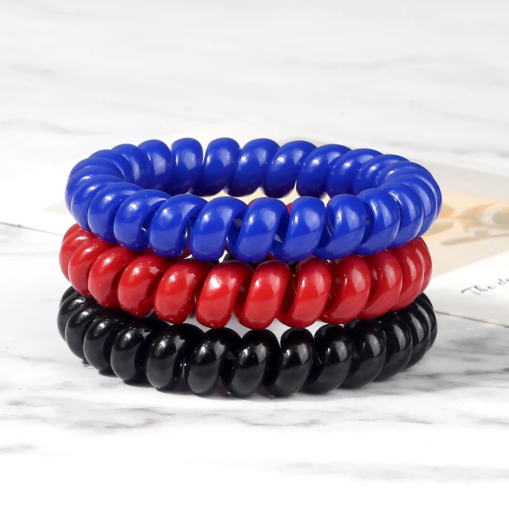 3-8Pcs/Set Telephone Wire Hair Bands Girl 5cm Mixed Color Highly Elastic Hair Ties Ponytail Holder Women Trendy Hair Accessories