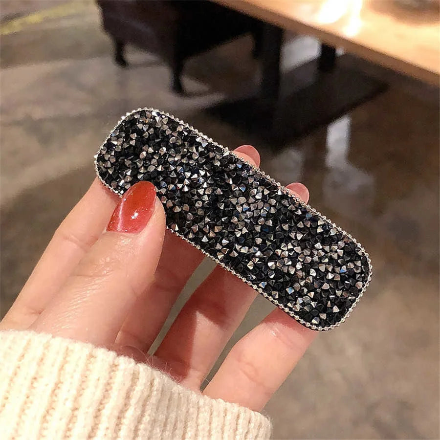 Korean Full Crystal Hair Barrettes Women Hair Pins Jewelry Waterdrop Rectangle Geometric Hair Clip Hair Accessories Girls Gift