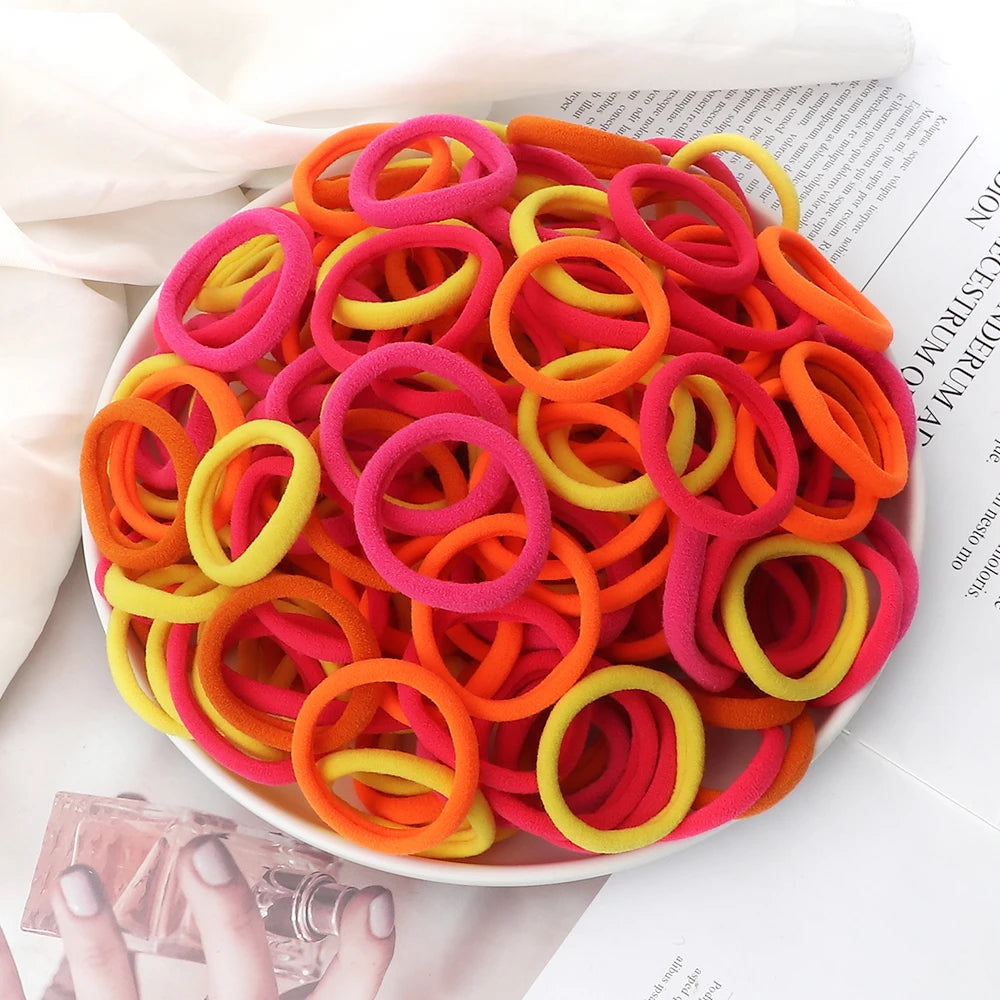 50Pcs Women Girl Mixed Colors Hair Bands 4cm Basic Hair Ties Elastic Headband Simple Hair Scrunchies Accessories Ponytail Holder