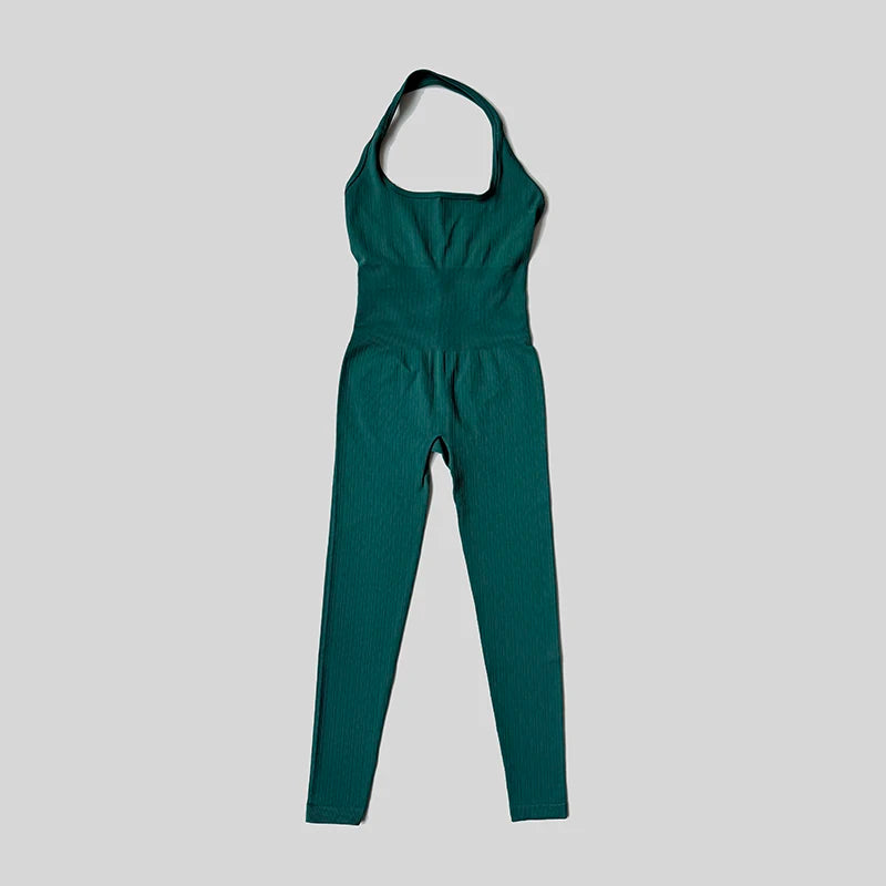 Sexy Women Bodysuits Fitness Sports Yoga Suit Halter Breathable Quick Drying Rompers Women's Gym Set Push Up Workout Jumpsuit