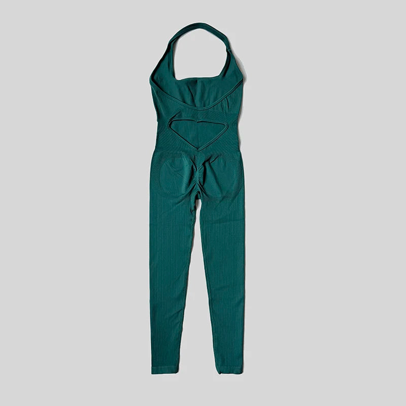 Sexy Women Bodysuits Fitness Sports Yoga Suit Halter Breathable Quick Drying Rompers Women's Gym Set Push Up Workout Jumpsuit