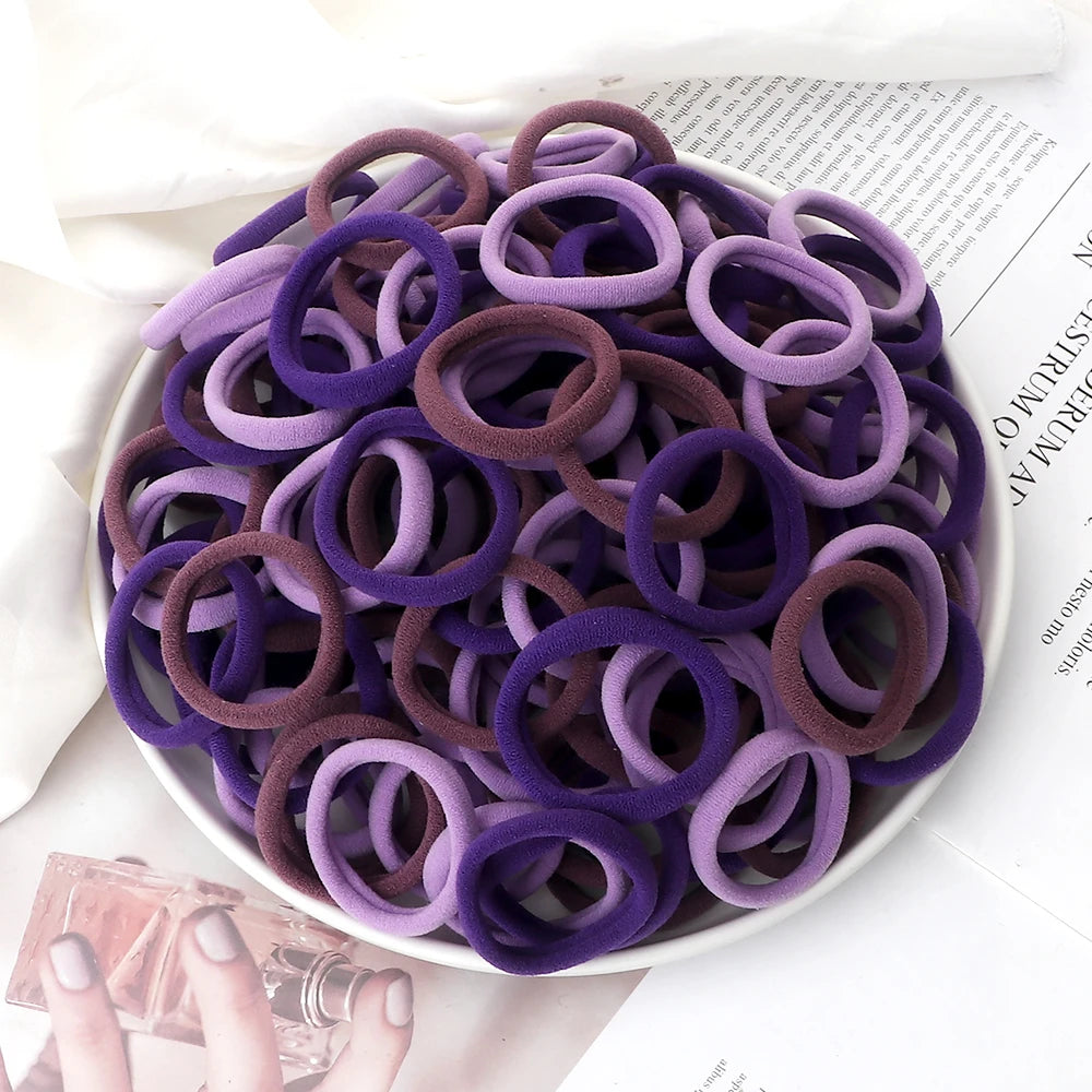 50Pcs Women Girl Mixed Colors Hair Bands 4cm Basic Hair Ties Elastic Headband Simple Hair Scrunchies Accessories Ponytail Holder