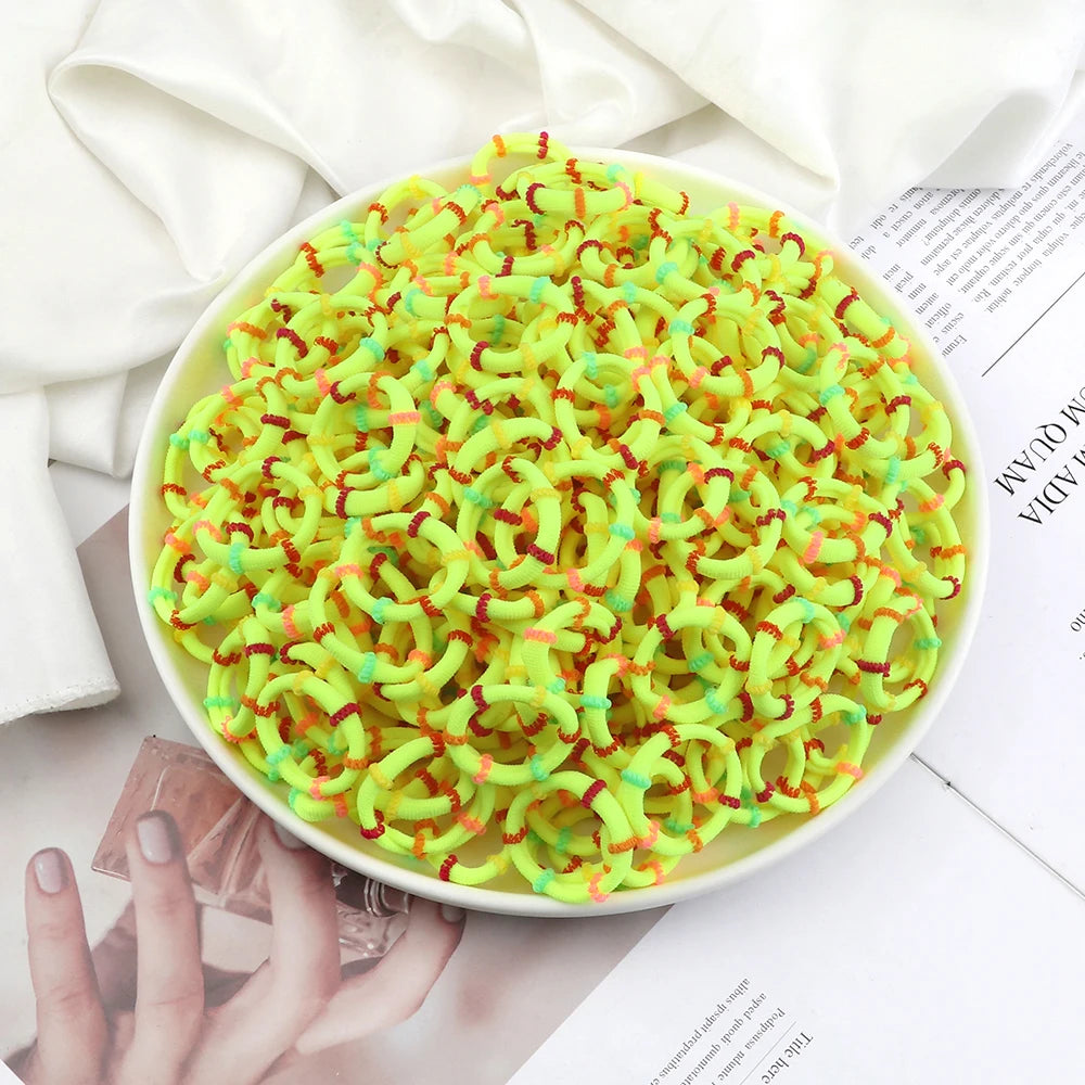 50/100Pcs/Lot Children Hair Bands Accessories Girl Candy Color Hair Ties Colorful Simple Rubber Band Ponytail Elastic Scrunchies
