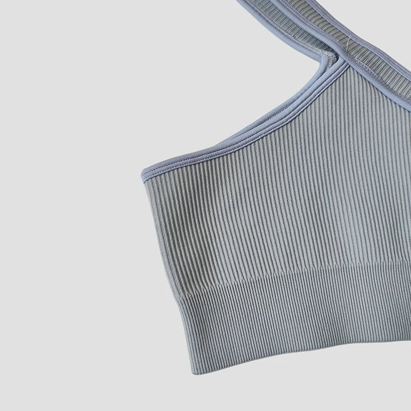 Sexy One Shoulder Yoga Bra Women Sports Crop Top Athletic Vest Push Up Underwear Sports Bra Sportswear