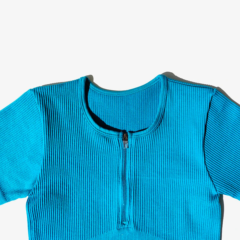 Seamless Yoga Shirts Zipper Short Sleeve Workout Tops Women Fitness Crop Top Workout Tops Gym Clothes Sportswear Running T-shirt