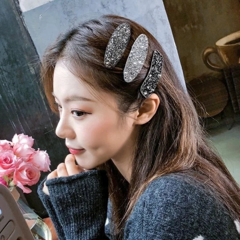 Korean Full Crystal Hair Barrettes Women Hair Pins Jewelry Waterdrop Rectangle Geometric Hair Clip Hair Accessories Girls Gift