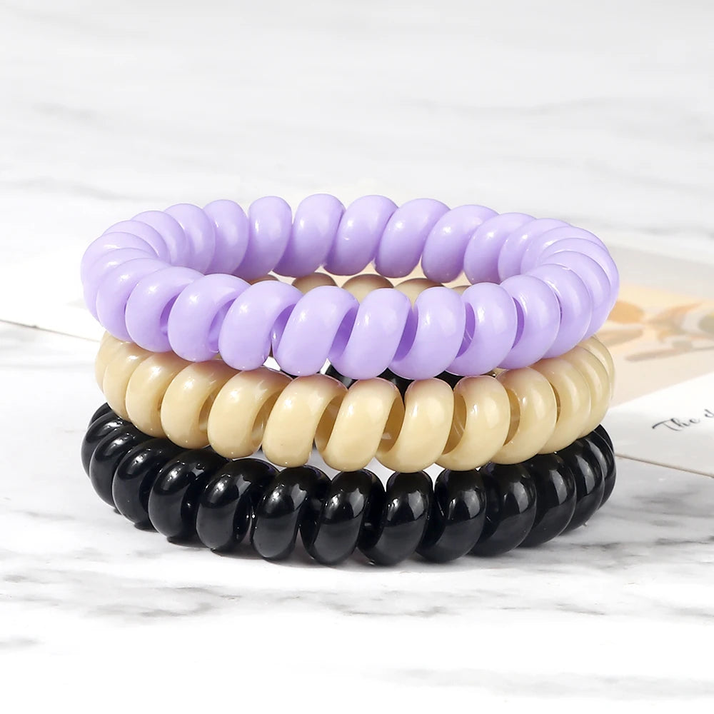 3-8Pcs/Set Telephone Wire Hair Bands Girl 5cm Mixed Color Highly Elastic Hair Ties Ponytail Holder Women Trendy Hair Accessories