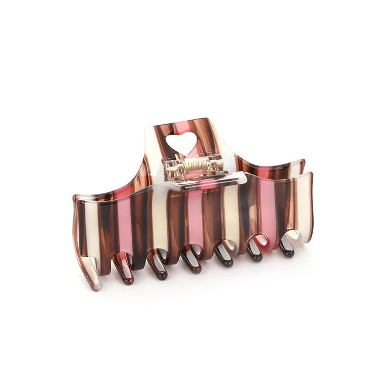 Retro Hollow Out Hair Claw Stripe Colour Hair Claw Clip Shark Catch Hair Accessories for Women Girls