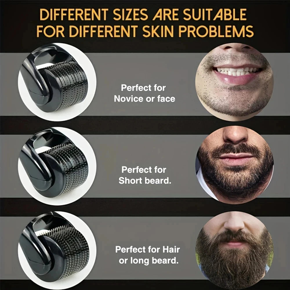 Luxury Black Derma Roller Face Massager Scalp Beard Growth Hair Growth Skin Care Tool Beauty Instrument For Women and Man