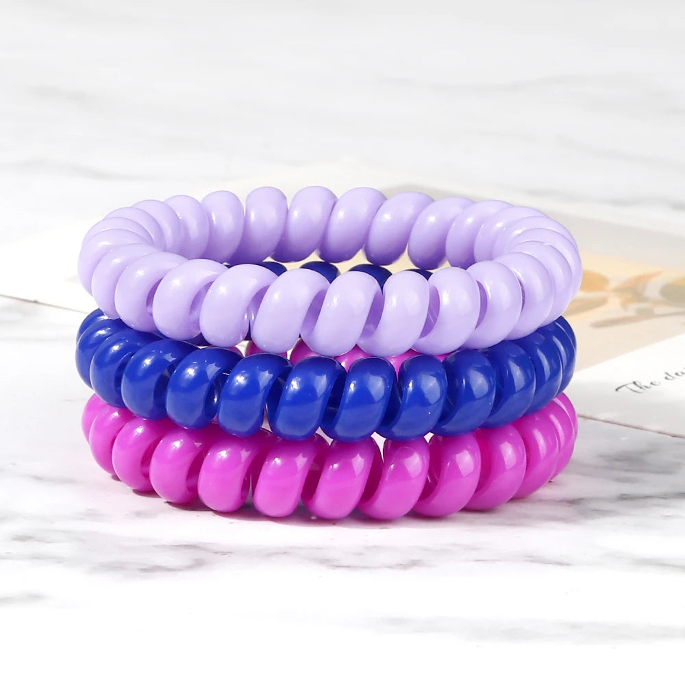 3-8Pcs/Set Telephone Wire Hair Bands Girl 5cm Mixed Color Highly Elastic Hair Ties Ponytail Holder Women Trendy Hair Accessories