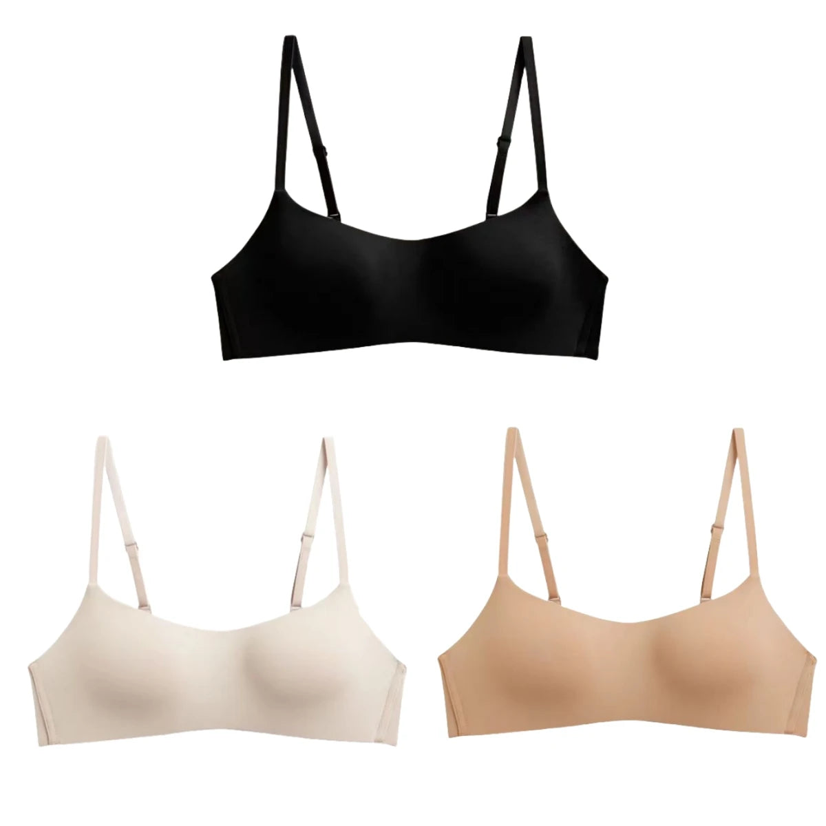 3Pcs/Lot Non-wire Push Up Bras For Women Seamless Underwear Female Sexy Lingerie 1/2 Cup Non-detachable Brassieres