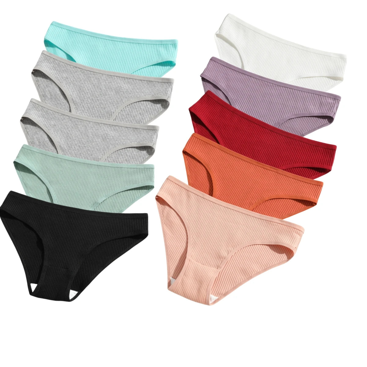 10Pcs/Set Cotton Briefs Breathable Panties Women Low Waist Briefs Sports Solid Color Seamless Underwear Female Underpants S-XXL