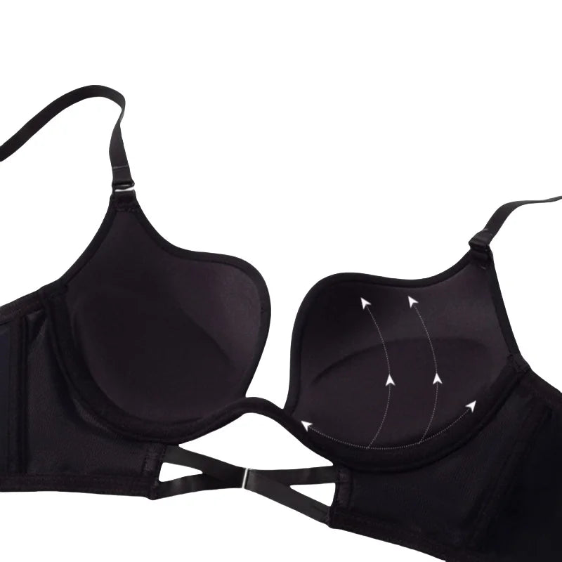 Push-Up Bras For Women Non-wire Fixed Cup Bra Deep U Brassiere Sexy Lingerie 3/4 Cup Soft Top Women's Underwear