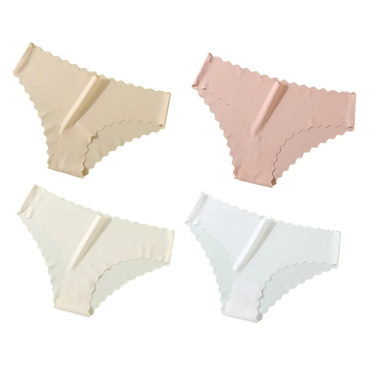 4Pcs/Set Classic Panties Women Low Rise Briefs Female Underpants Solid Color Underwear Ice Silk Panties Sexy Lingerie XS-XL