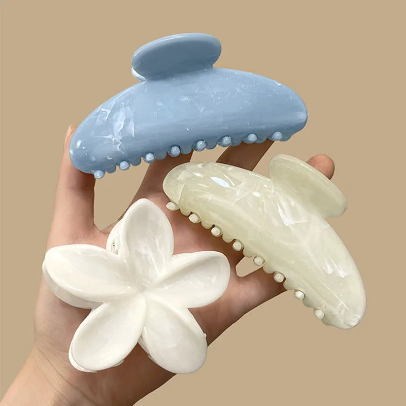 Korean Hawaiian Flower Crab Hair Clips Female Fashion Plastic Shark Hair Claw Hairpin Barrettes For Girls Beach Hair Accessories