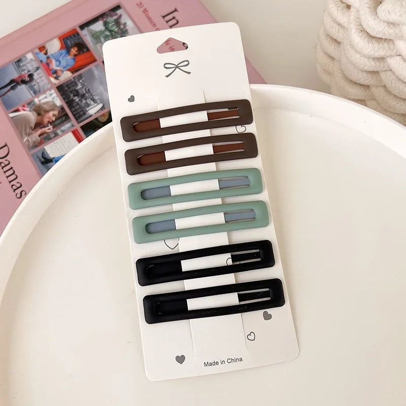 6Pcs/set Simple Colorful Frosted Hair Clip BB Clip for Women Girls Sweet Hairpin Bangs Side Clip Barrettes