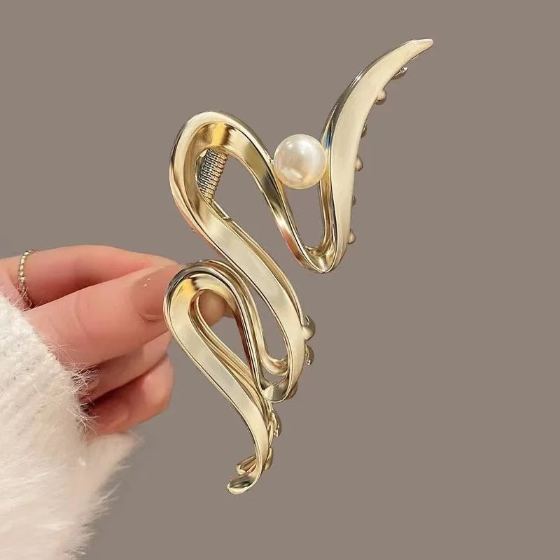 Metal Geometric Hair Claw Crab Hairpins Fashion Cross Hair Clips Barrettes Women Girls Korean Ponytail Clip Hair Accessories