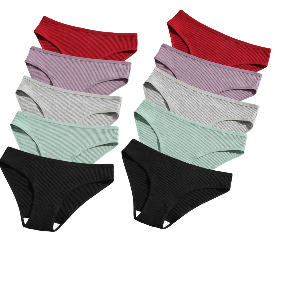 10Pcs/Set Cotton Briefs Breathable Panties Women Low Waist Briefs Sports Solid Color Seamless Underwear Female Underpants S-XXL