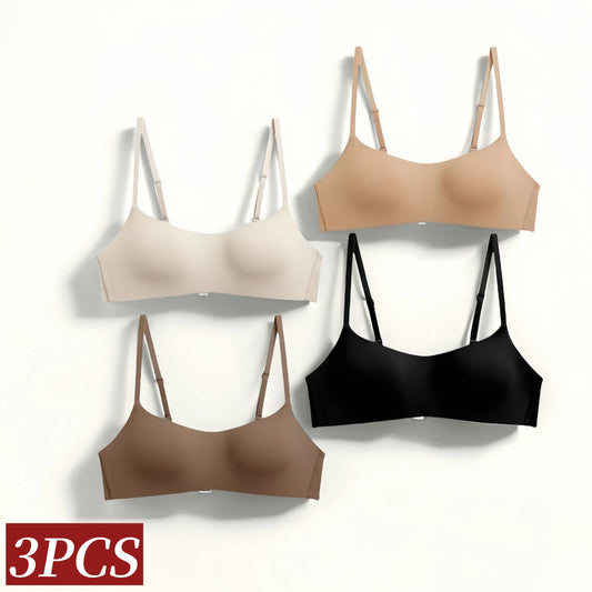 3Pcs/Lot Non-wire Push Up Bras For Women Seamless Underwear Female Sexy Lingerie 1/2 Cup Non-detachable Brassieres