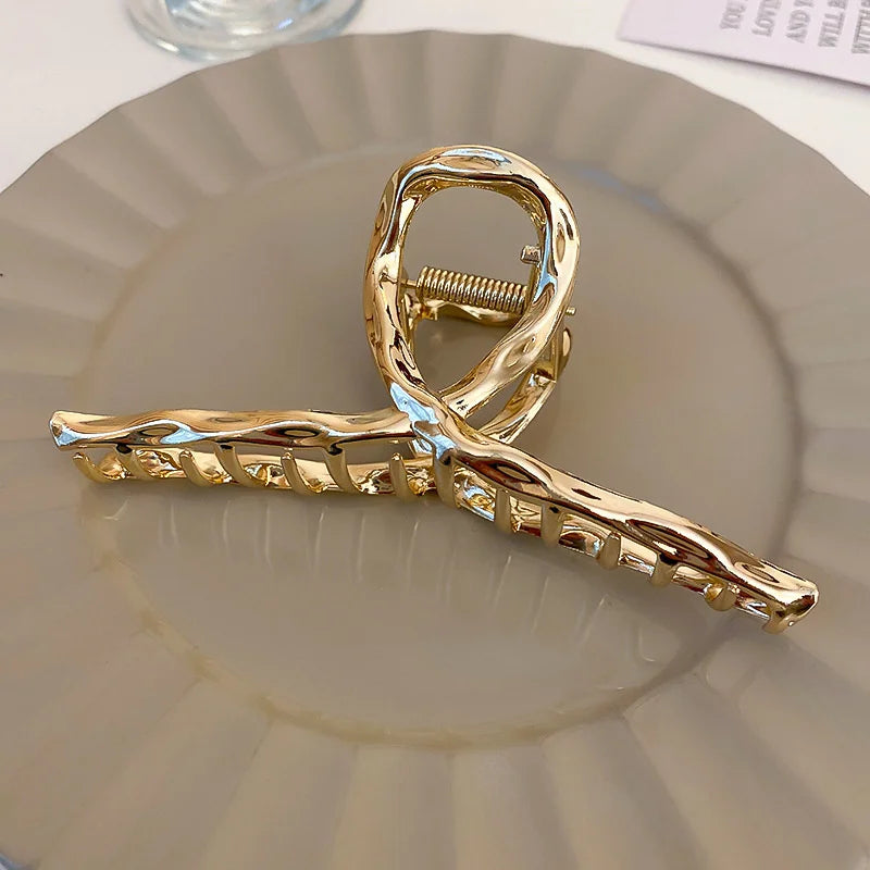 Metal Geometric Hair Claw Crab Hairpins Fashion Cross Hair Clips Barrettes Women Girls Korean Ponytail Clip Hair Accessories
