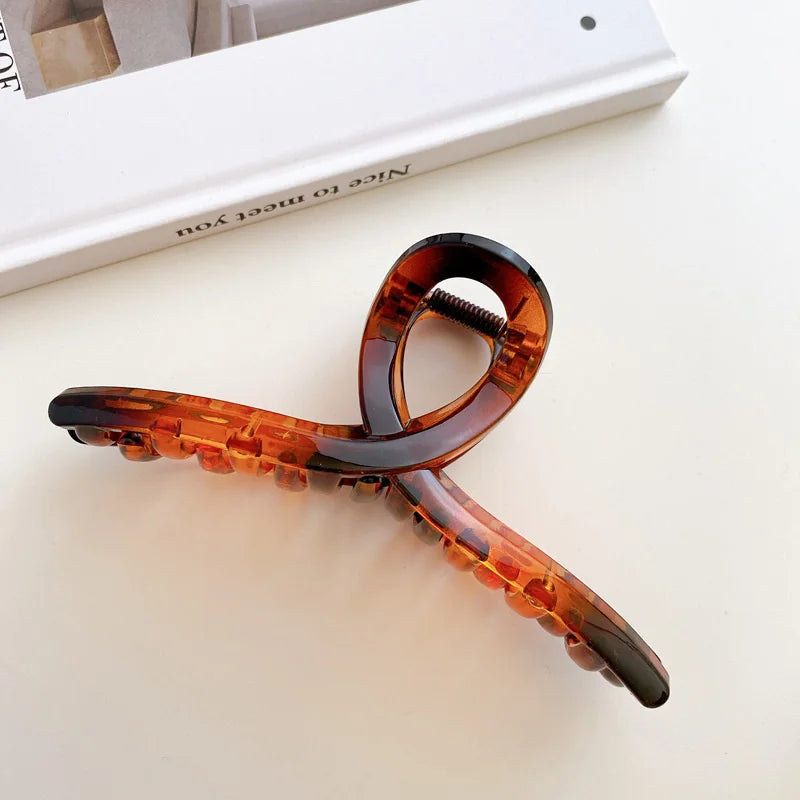 High Women Hair Claw Clips Korea Coffee Beige Acrylic Large Hair Claw Hairpin Geometric Barrettes Crab Girl Headwear Hair Accessories