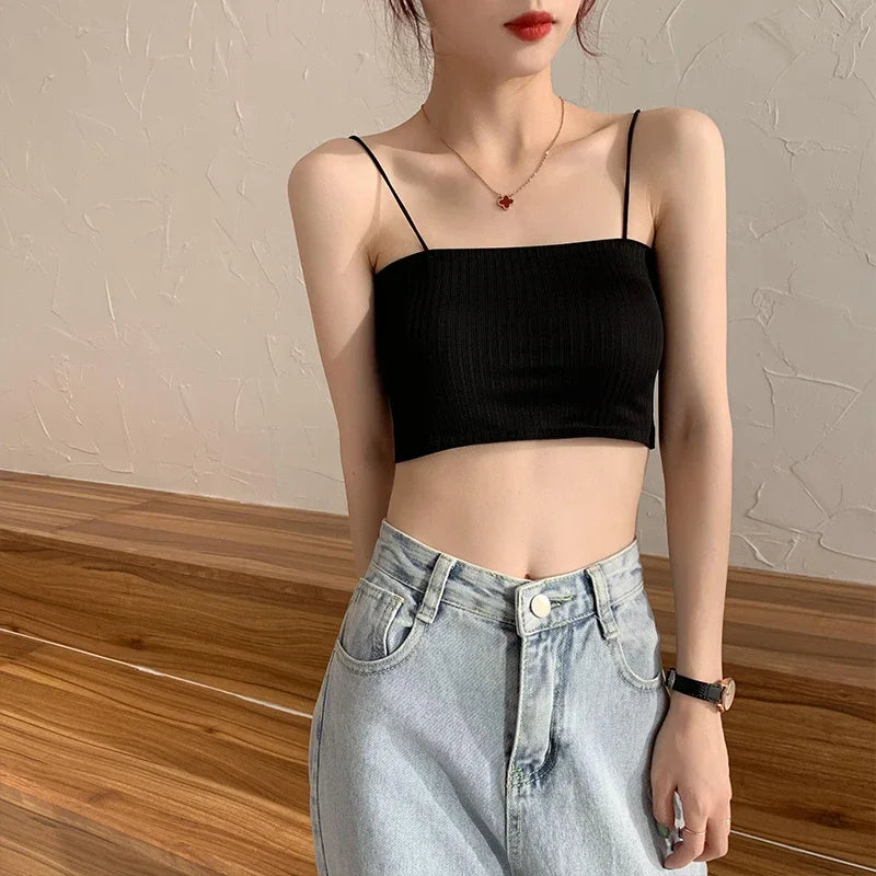 Summer Tube Bras For Women Sexy Seamless Underwear Crop Tops Sexy Lingerie Silky Bandeau Bra Removable Pads Intimates