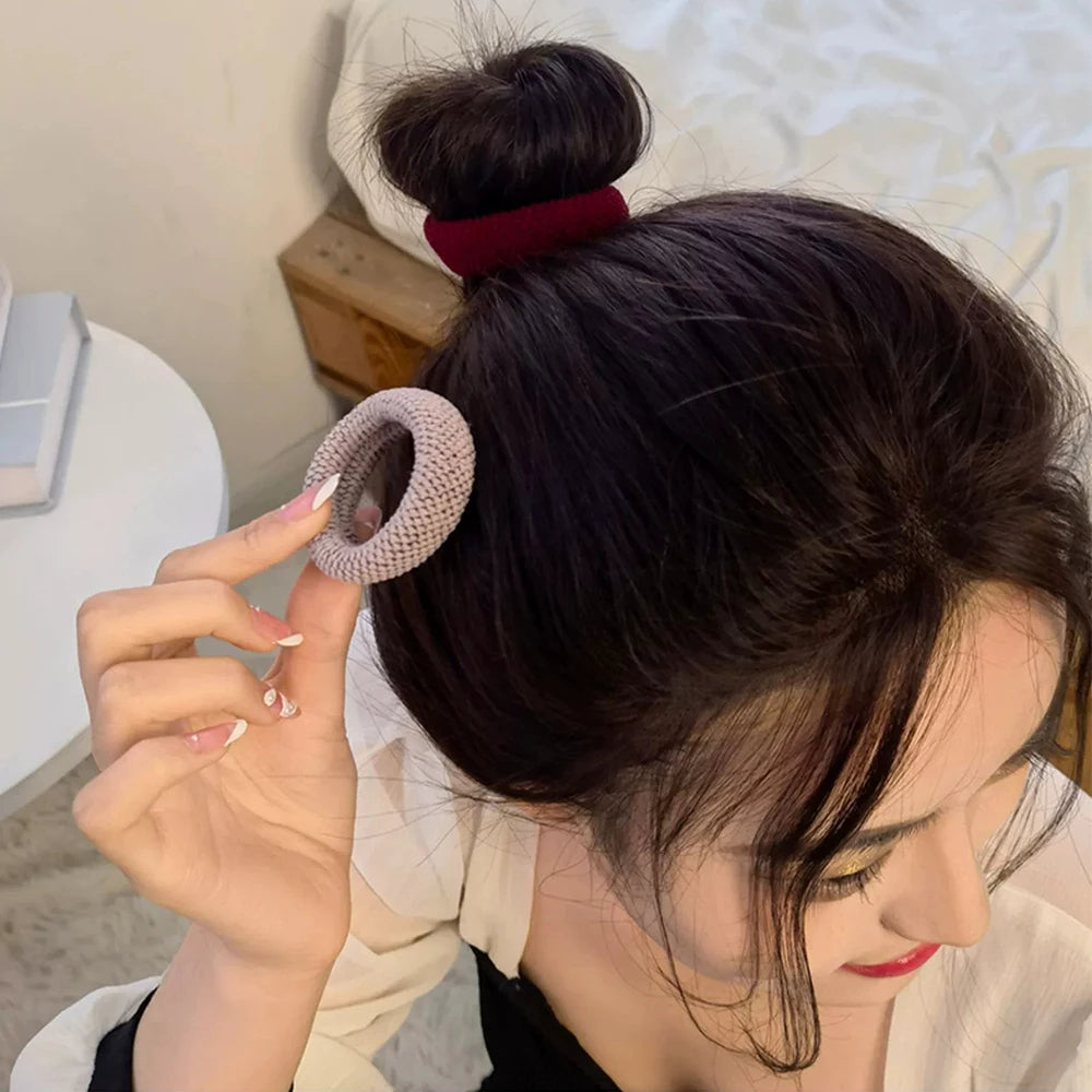 6Pcs Basic Simple Hair Bands Solid Color Seamless Wide Rubber Band for Women Girl High Elastic Scrunchie Hair Accessories Holder