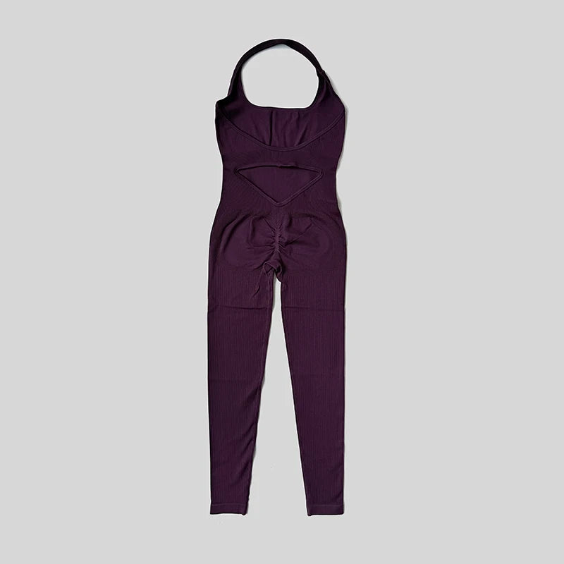 Sexy Women Bodysuits Fitness Sports Yoga Suit Halter Breathable Quick Drying Rompers Women's Gym Set Push Up Workout Jumpsuit