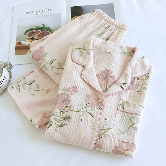 100% Cotton Autumn And Winter women pajamas long-sleeved trouser ladies pajamas, home service sleepwear Women Homewear