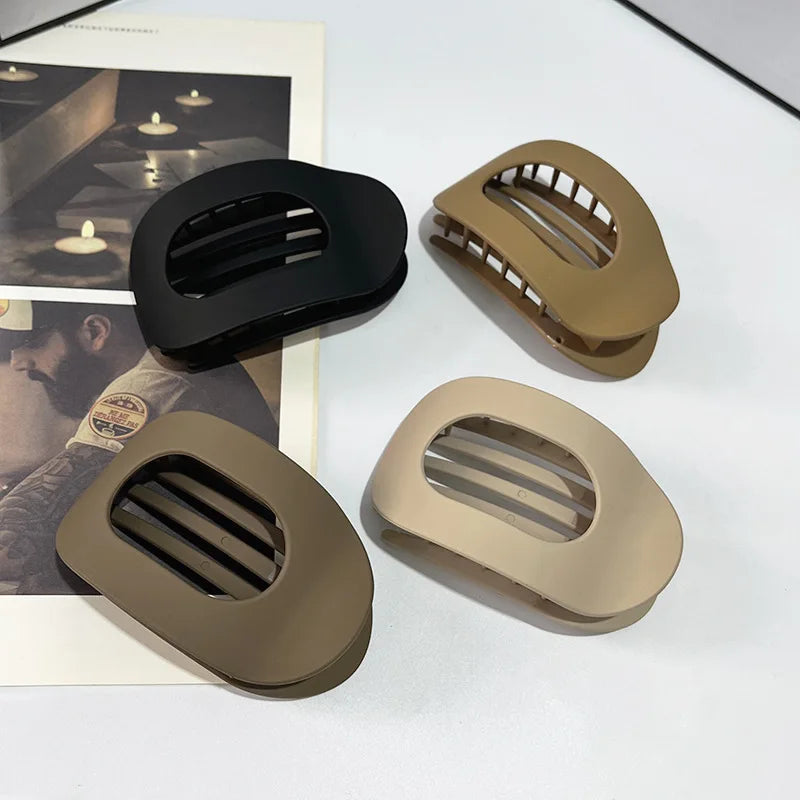 Fashion Oval Flat Hair Claw Clips for Women Matte Duckbill Clip Back-of-Head Bun Hair Accessories Simple Clip Hair Ornament