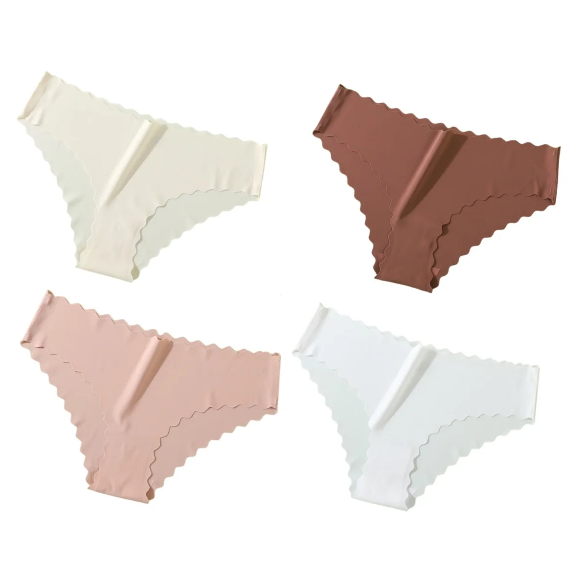 4Pcs/Set Classic Panties Women Low Rise Briefs Female Underpants Solid Color Underwear Ice Silk Panties Sexy Lingerie XS-XL