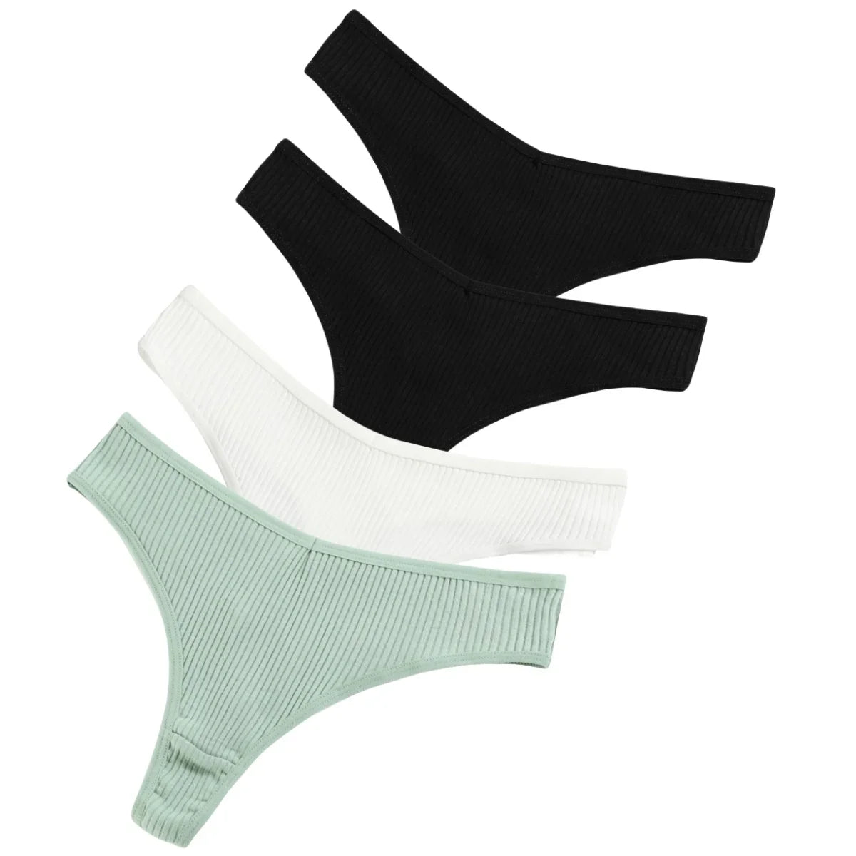4Pcs/Set Women Cotton Panties Sexy V Waist Thongs M-XXL G-string Female Underpants Solid Color Comfortable Girls Lingerie